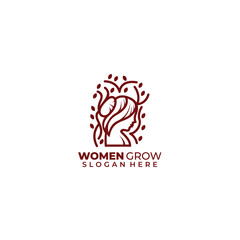 beauty women line logo illustration design template