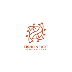fish line art logo design color template