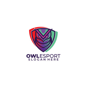 owl esport logo symbol elegant gradient color