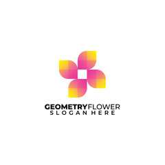flower logo geometry gradient color template illustration