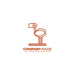 flamingo design line art logo template color