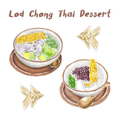 Lod Chong Thai Dessert in Coconut Milk