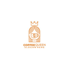 coffee crown line logo design color template