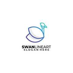 swan logo line art design gradient color