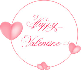 happy valentine background on pink background. heart and circle shape background isolated on white background