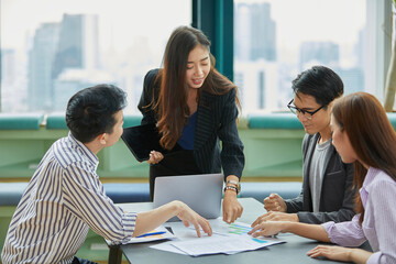businesswoman meeting and discussing about work in the office