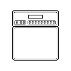 Modern Amplifier And Cabinet Vector Outline Illustration