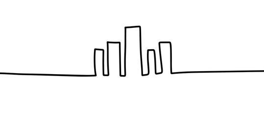 Simple city building continuous line drawing art banner background design vector. 