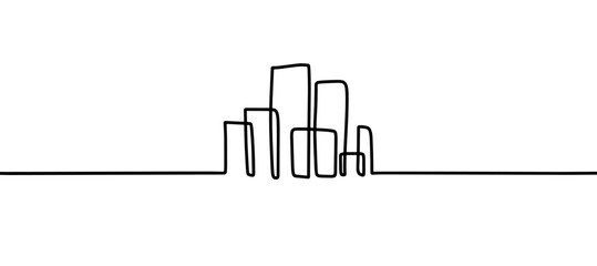 Cityscape continuous line drawing art banner background design vector. 