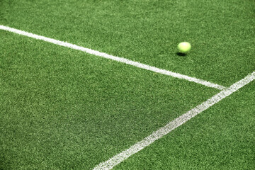 White lines on a grass tennis court