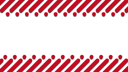 シンプルなドットとストライプのフレーム　赤色　ヘッダー＆フッター　16：9
