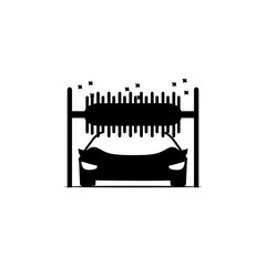 Car wash with automatic sponge machine. Automobile automotive wash vector icon. Cleaning transportable vehicle.