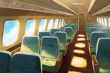 アニメ映画風の乗り物系背景のイラスト(AI generated image)