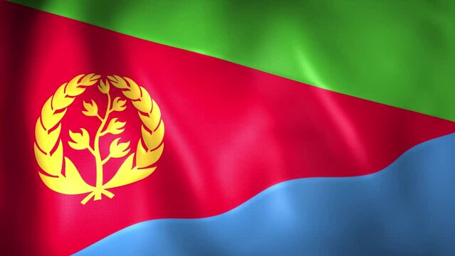 Animation of the Eritrean flag. 4K. Eritrea flag flying, State of Eritrea flag render animation	