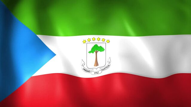 Animation of the Equatorial Guinea flag. 4K. Republic of Equatorial Guinea flag flying, 3D flag render animation	
