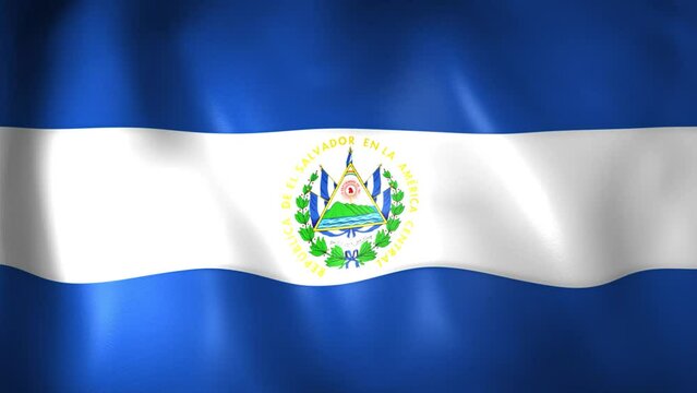 Animation of the Salvadoran flag. 4K. El Salvador flag flying, Republic of El Salvador flag render animation	