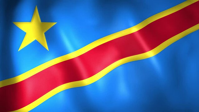 Animation of the DR Congo flag. 4K. Congo Republic flag flying, 3D flag render animation