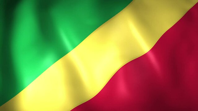 Animation of the Republic of Congo flag. 4K. Congo Republic flag flying, 3D flag render animation	