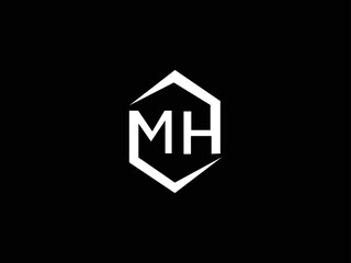 Creative Minimalist Letter MH Logo Design , Minimal HM  Monogram