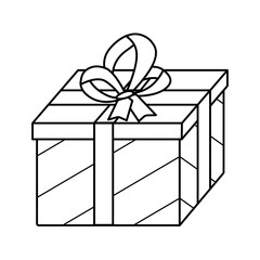 Icon of gift with bow. Vector doodle element wrapping paper. gift box wrap for the holiday. Isolate on a white background illustration.
