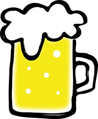 生ビールのジョッキ　手書き風イラスト