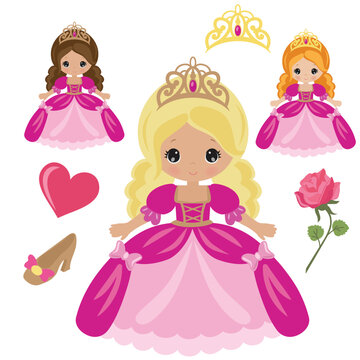 Pretty princess vector cartoon illustration
