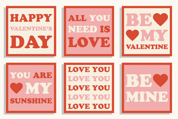 Set of Valentine's Day retro greeting cards.