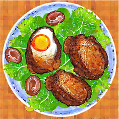 Fritiertes Huhn mit Salat