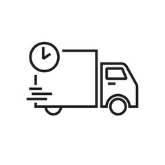 Fast delivery service icon with black outline style. Related to order tracking, delivery home, warehouse, truck, scooter, courier and cargo icons. Shipping symbol. Vector illustration