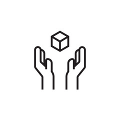 Obraz premium Handle with care delivery service icon with black outline style. Related to order tracking, delivery home, warehouse, truck, scooter, courier and cargo icons. Shipping symbol. Vector illustration