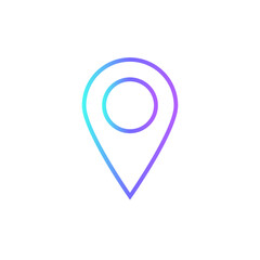 Pin Point Delivery service icon with blue gradient outline style. Related to order tracking, delivery home, warehouse, truck, scooter, courier and cargo icons. Shipping symbol. Vector illustration