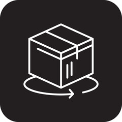 Return Delivery service icon with black filled line style. Related to order tracking, delivery home, warehouse, truck, scooter, courier and cargo icons. Shipping symbol. Vector illustration