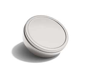 Blank Aluminum tin cosmetic packaging with transparent background. 3D render.