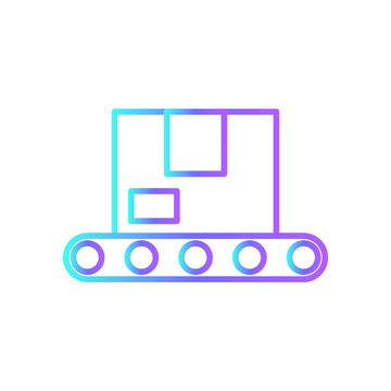 recommend clip art: Conveyor delivery service icon with blue gradient outline style. Shipping sign symbol. Related to order tracking, delivery home, warehouse, truck, courier and cargo icons. Vector illustration