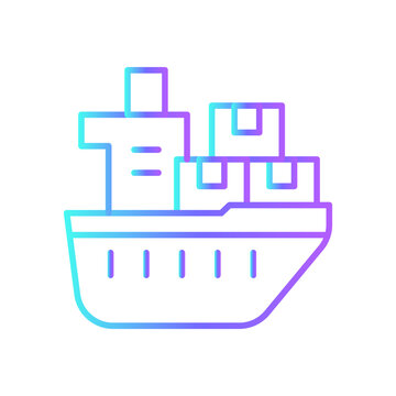 recommend clip art: Ship delivery service icon with blue gradient outline style. Shipping sign symbol. Related to order tracking, delivery home, warehouse, truck, courier and cargo icons. Vector illustration