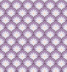 Fototapeta premium Modern Art Deco Style Sweet Fashion Flowers Trendy Colors Damask Decorative Illustration Hand Drawn Seamless Pattern Perfect for Allover Fabric Print or Wrapping Paper