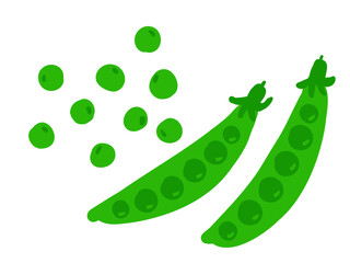 かわいいエンドウの豆セット／手描きイラスト素材
