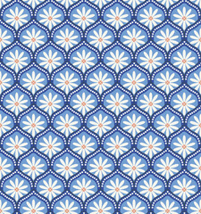 Modern Art Deco Style Sweet Fashion Flowers Trendy Colors Damask Decorative Illustration Hand Drawn Seamless Pattern Perfect for Allover Fabric Print or Wrapping Paper