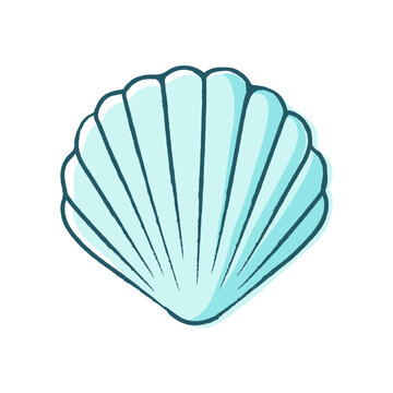 recommend clip art: Seashell clam vector illustration. Abstract boho sketch doodle style. Illustrations for menu, seafood restaurant design, resort hotel spa, surf boards. Wall Art Print, t shirt, phone case