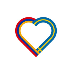 unity concept. heart ribbon icon of armenia and sweden flags. vector illustration isolated on white background