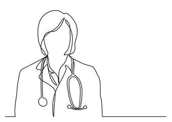 continuous line drawing doctor with stethoscope - PNG image with transparent background