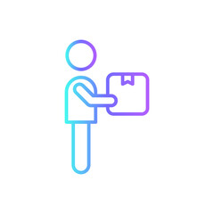 Delivery man delivery service icons with purple blue outline style. Shipping logistics symbol sign. Simple vector illustration. Related to package, fee, fast courier