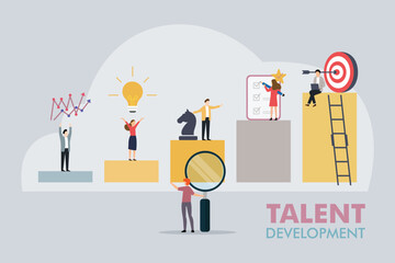 Employee talent development and human resources 2d vector illustration concept for banner, website, illustration, landing page, flyer, etc - obrazy, fototapety, plakaty