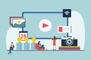 Live streaming 2d vector illustration concept for banner, website, illustration, landing page, flyer, etc