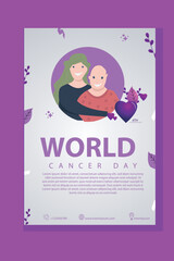 World Cancer Day Poster, story social media, Template Flat Design Health care, docter, ornament Illustration of Square Background for Social media, Greetings Card or Web ads