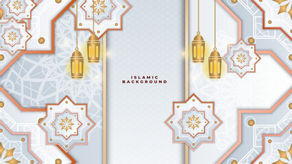 Abstract islamic ramadhan ramadan background banner on white