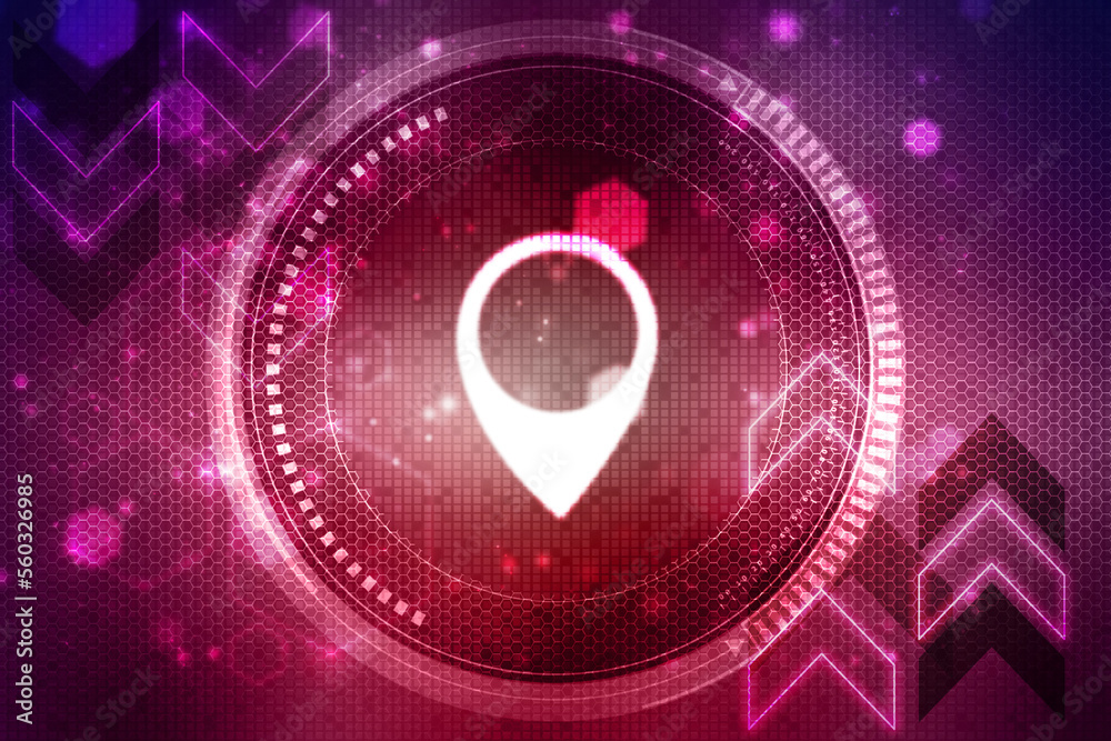 Poster 2d rendering red map pointer
