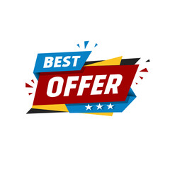 Best offer banner, design for store, marketing, advertising. Flat vector illustration.