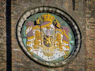 Coat of arms on a church in belgium