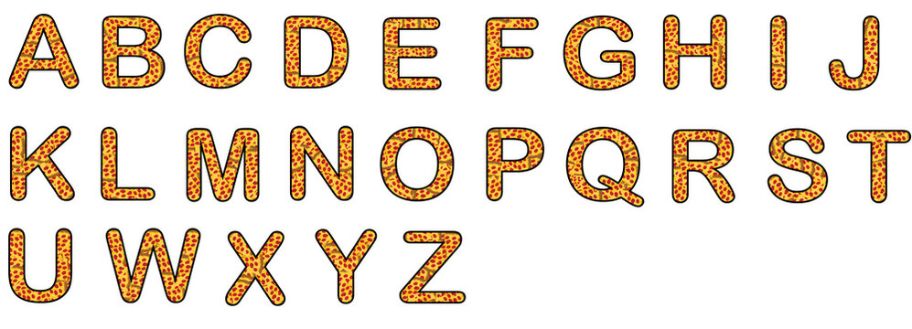 pizza vector alphabet set